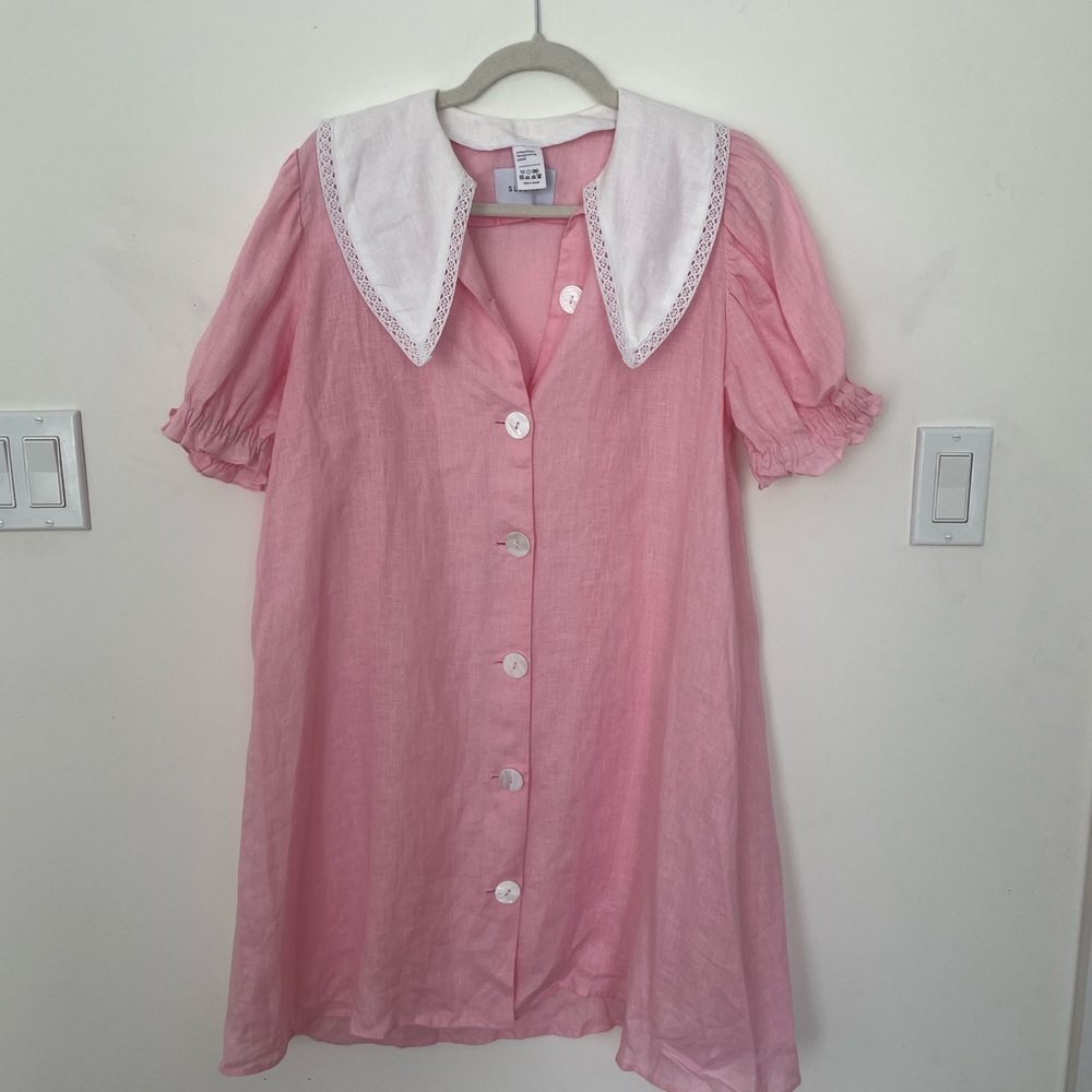 Sleeper Marie Linen Pink Dress sailor collar